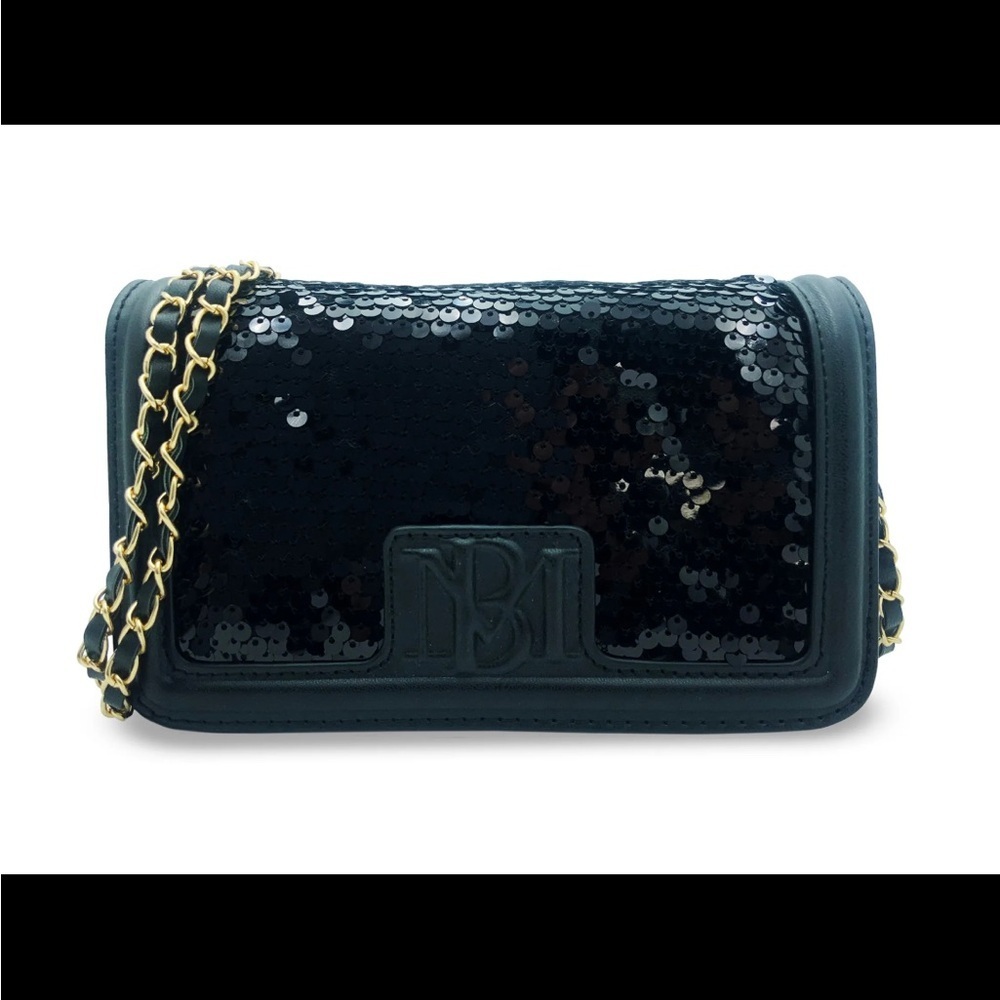 Badgley Mischka Sequin Crossbody Bag Vegan Leather NEW